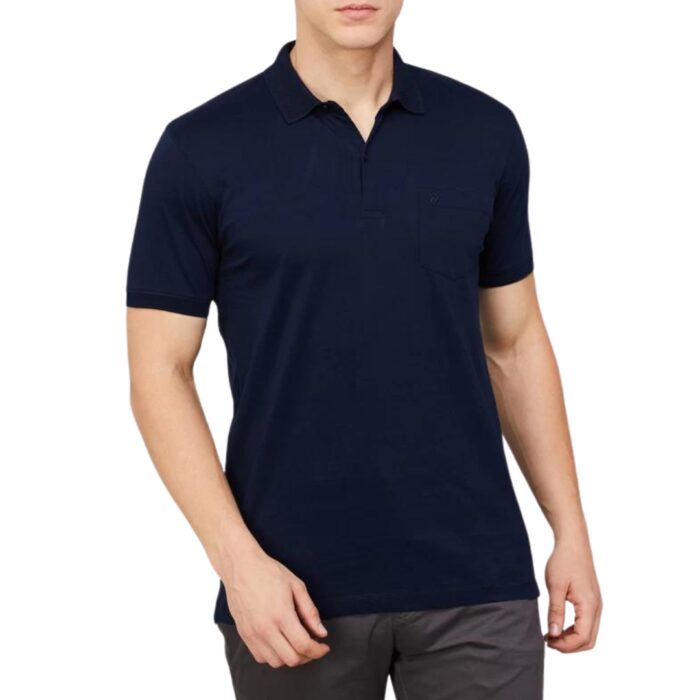 Navy Blue 100% Cotton Polo T-Shirt
