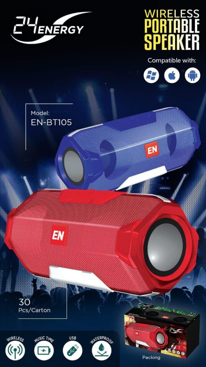 24 Energy Extra Bass Wireless Portable Speaker – Model EN-BT105